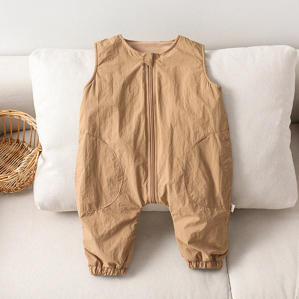 Autumn and Spring New Arrival Baby Unisex Simple Zip-up Sleeveless Thick Rompers Vest