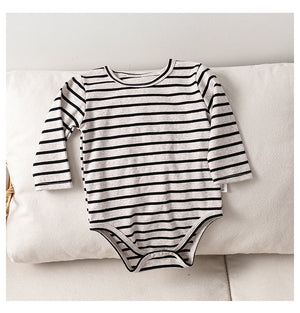 Autumn New Arrival Baby Unisex Long Sleeves Color Patchwork Striped Onesies Bodysuits