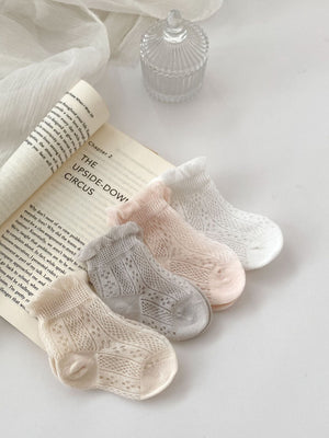 Pairs Summer Super Thin Breathable Socks For Girls: Baby Girls’ Floral Pattern Socks