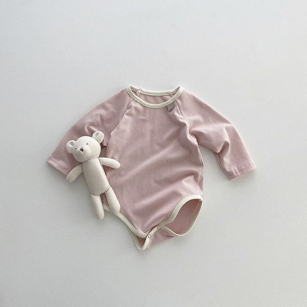 Baby Girl Solid Color Long Sleeves Soft Cotton Intimate Bodysuit