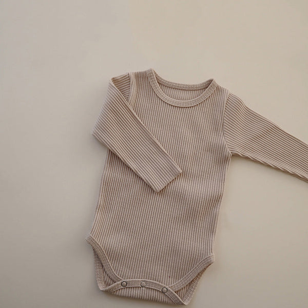 Baby Solid Color Pit Strip Fabric Long Sleeve Bodysuit