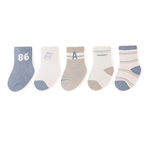 Baby Unisex Breathable Comfy Preppy Socks 5-Pair Set