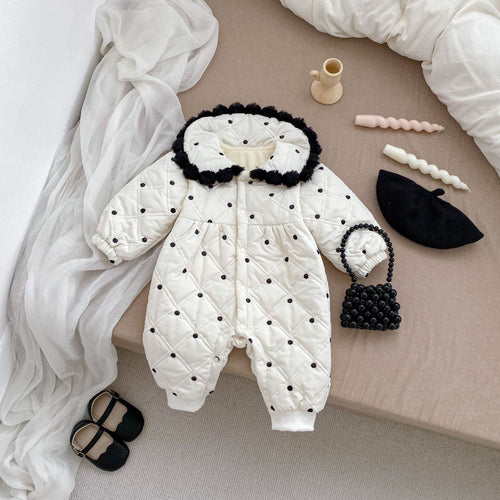 Arrival Baby Girls Dots Pattern Single Breasted Thick Romper