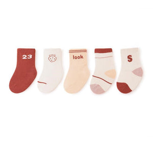 Baby Unisex Breathable Comfy Preppy Socks 5-Pair Set