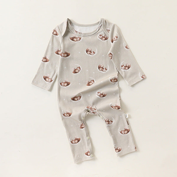 Autumn and Spring New Arrival Baby Unisex Simple Animals Pattern Long Sleeves Rompers