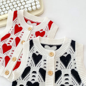 Autumn Heart Style Sleeveless Knitwear Cardigan