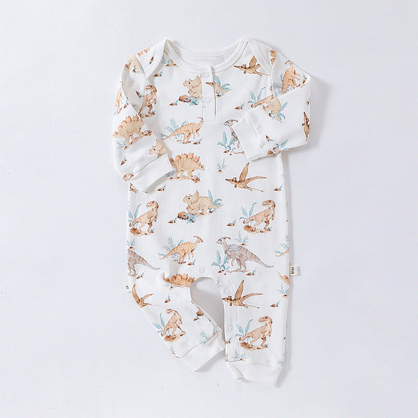 Autumn and Spring New Arrival Baby Unisex Animals Pattern Long Sleeves Crew Neck Rompers