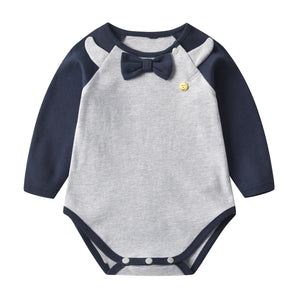 Baby 1pcs Bow Tie Patched Design Contrast Design Onesies Bodysuit