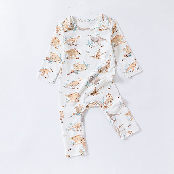 Autumn and Spring New Arrival Baby Unisex Animals Pattern Long Sleeves Crew Neck Rompers