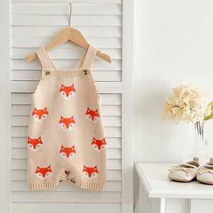 Summer Baby New Design Fox Pattern Sleeveless Strap Rompers