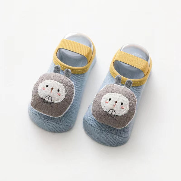 Baby 3D Cartoon Animal Patched Design Dispensing Non-Slip Lace-Up Socks Shoes