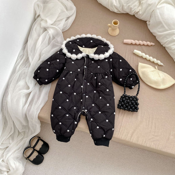 Arrival Baby Girls Dots Pattern Single Breasted Thick Romper