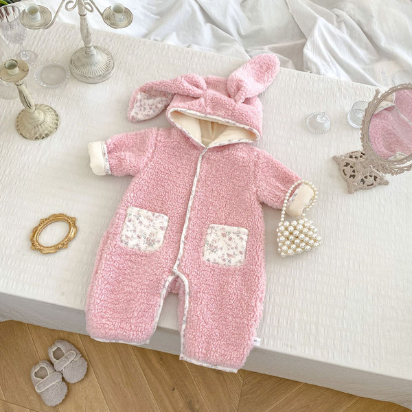 Autumn and Spring New Arrival Baby Girls Rabbits Design Long Sleeves Cozy Rompers