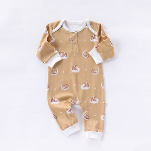 Autumn and Spring New Arrival Baby Unisex Simple Animals Pattern Long Sleeves Rompers