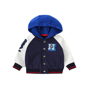 Baby Boy Embroidered Pattern Colorblock Design Cool Coat