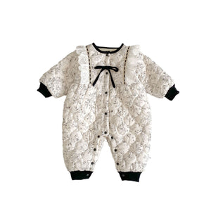 Arrival Baby Girls Floral Pattern Single Breasted Thick Romper