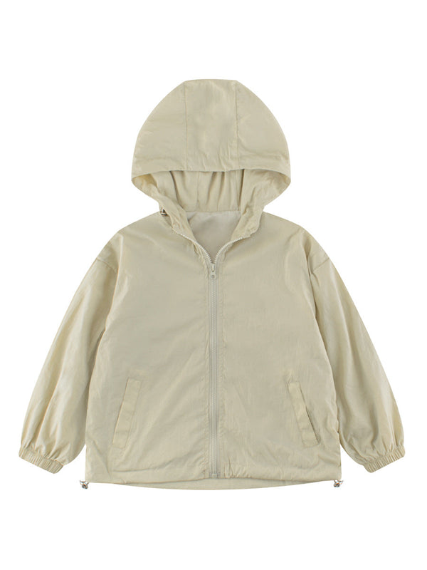 Arrival Kids Unisex Solid Color Hooded Zip-up Coat