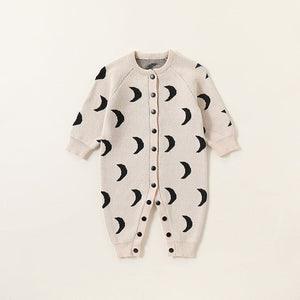 Autumn and Spring New Arrival Baby Unisex Simple Moon Pattern Knitted Long Sleeves Rompers/Cardigan