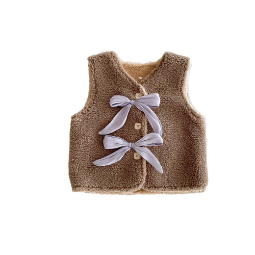 Adorable Infant Baby Girls Fleece Sleeveless Single Breasted Sweater Vest