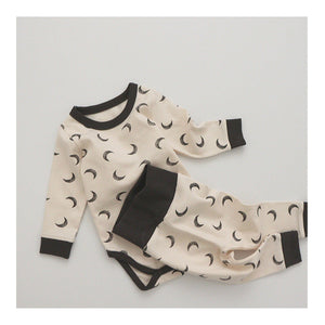 Baby Star & Moon Graphic Cotton Bodysuit Combo Pants Thermal Underwear Sets