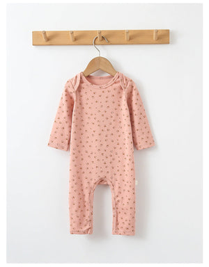 Baby Print Pattern Envelope Neckline Long Sleeved Soft Rompers Home Clothes