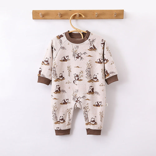 Autumn and Spring New Arrival Baby Unisex Animals Pattern Long Sleeves Crew Neck Rompers