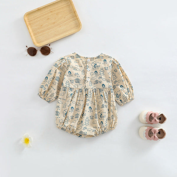 Baby Girl Cartoon Pattern Soft Cotton O-Neck Bodysuit