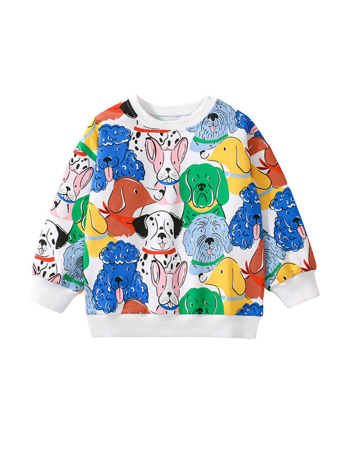 Arrival Baby Kids Girls Vivid Colorful Dogs Print Non-Zipper Pullover