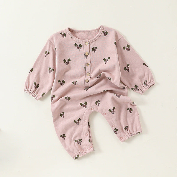 Autumn and Spring New Arrival Baby Unisex Cartoon Fruits Pattern Long Sleeves Crew Neck Rompers