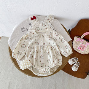 Autumn New Arrival Baby Girls Long Sleeves Rabbits and Flowers Pattern Onesies