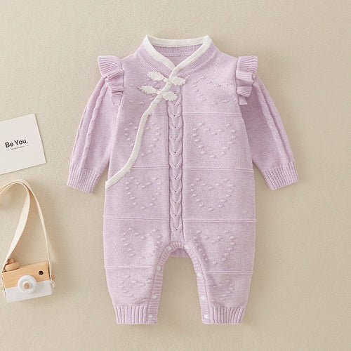 Chinese Style Knitted Rompers For Baby Girl