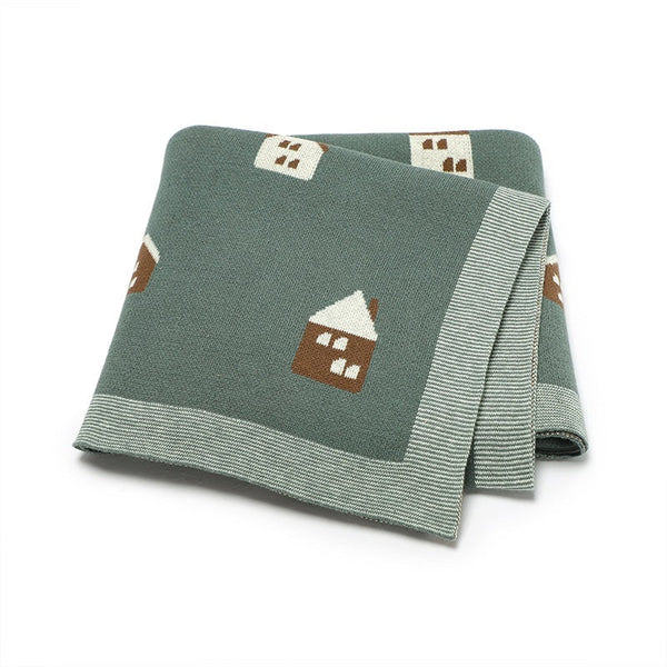 Hot Selling: Spring/Summer New Arrival Knitted Cute Little House Soft Baby Blanket, Perfect For Newborn Boys And Girls