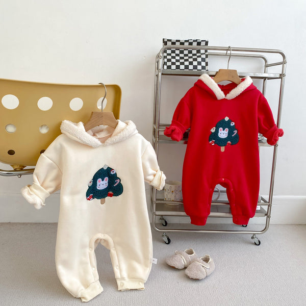 Autumn and Winter New Arrival Baby Unisex Christmas Tree Pattern Long Sleeves Casual Rompers