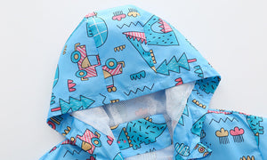 Baby Boy Cartoon Pattern Zipper Front Design Mesh Cloth Jacket Coat