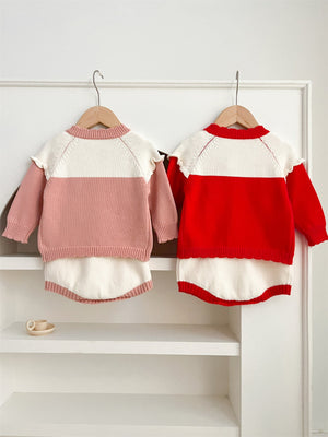 Arrival Autumn Baby Girls Long Sleeves Strawberry Embroidery Knitted Cardigan and Sleeveless Strap Bodysuits –  Clothing Set