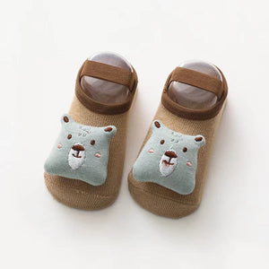 Baby 3D Cartoon Animal Patched Design Dispensing Non-Slip Lace-Up Socks Shoes