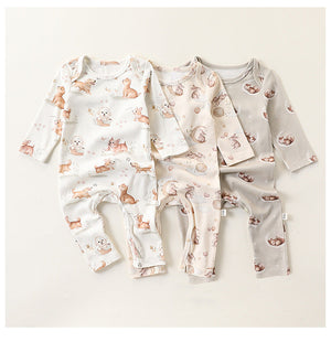 Autumn and Spring New Arrival Baby Unisex Simple Animals Pattern Long Sleeves Rompers