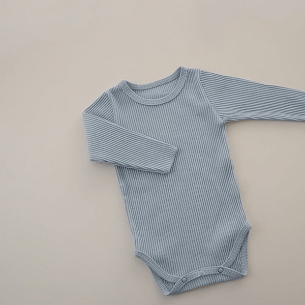 Baby Solid Color Pit Strip Fabric Long Sleeve Bodysuit