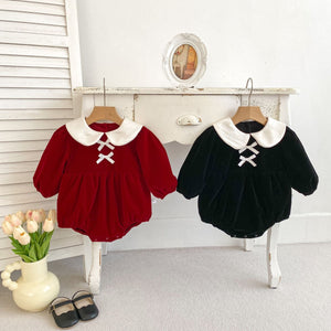 Autumn and Winter New Arrival Baby Girls Long Sleeves Peter Pan Collar Cozy Onesies