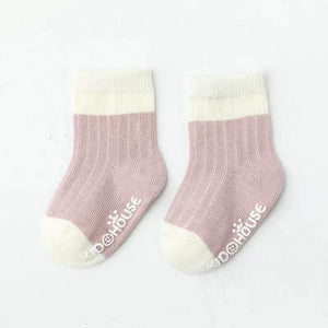 Baby Two Colors Contrast Boneless Bottom Dispensing Socks 1 Lot = 5 Pairs