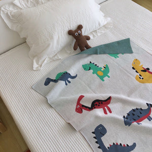 Hot Selling Knitted Blanket With Cute Dinosaurs Pattern: New Collection For Newborn Baby And Kids