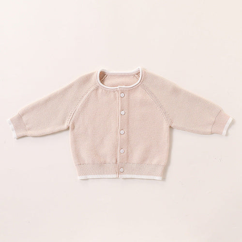 Autumn New Arrival Baby Kids Unisex Comfortable Plain Knitted Long Sleeves Cardigan