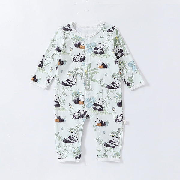 Autumn and Spring New Arrival Baby Unisex Animals Pattern Long Sleeves Crew Neck Single Breasted Rompers