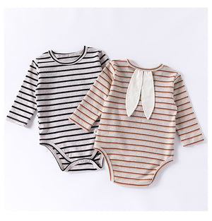 Autumn New Arrival Baby Unisex Long Sleeves Color Patchwork Striped Onesies Bodysuits