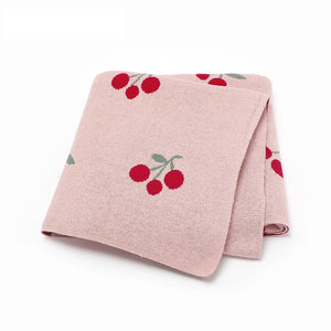 Hot Selling: Spring/Summer New Arrival Knitted Cute And Sweet Cherry Soft Baby Blanket, Perfect For Newborn Boys And Girls