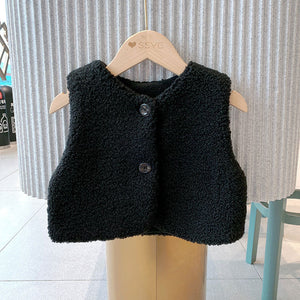 Baby Berber Fleece Design Button Front Warm Coat Vest