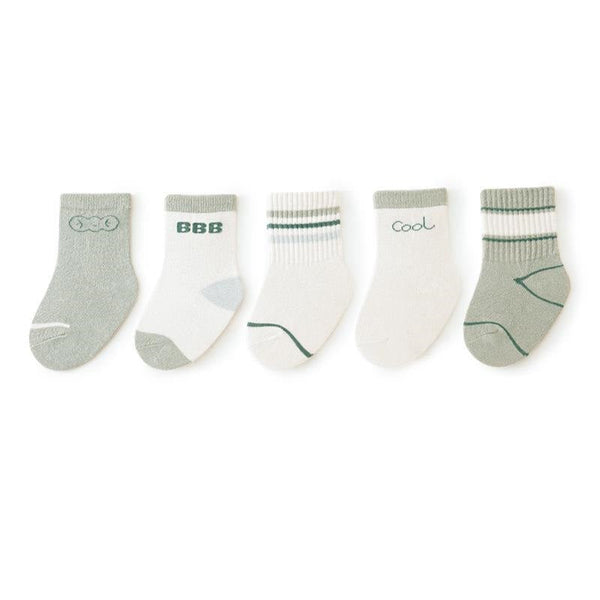 Baby Unisex Breathable Comfy Preppy Socks 5-Pair Set