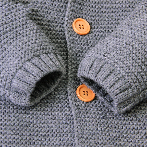 Baby Baby Cable Knitted Pattern Button Front Design Long Sleeve Warm Rompers & Hat