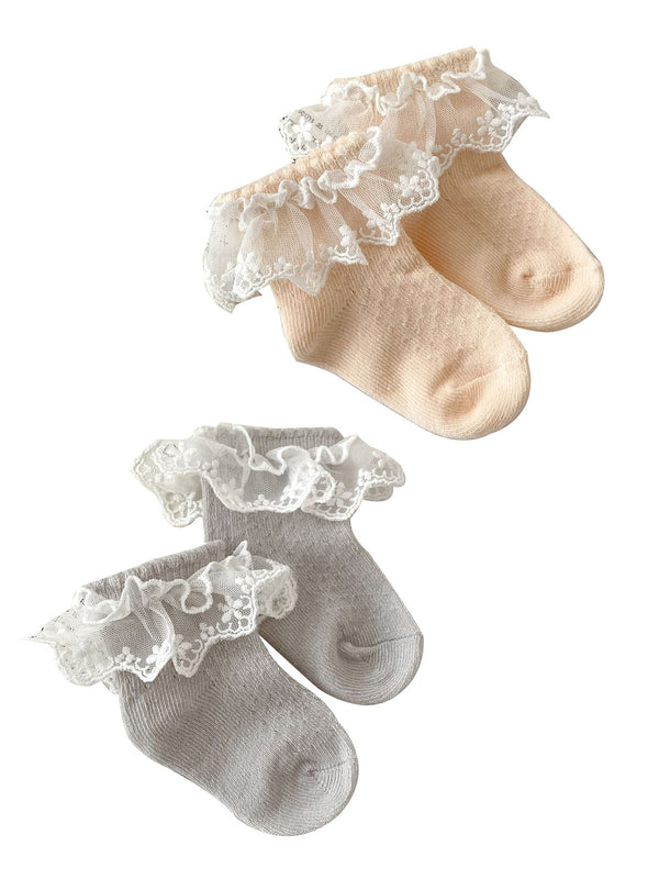 Summer Thin Breathable Mesh Socks For Girls: Baby Girls’ Princess Socks With Lace Trim