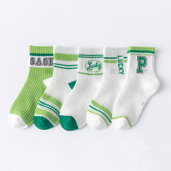 Baby Print Pattern Mesh Soft Cotton Socks 1Bag=5Pairs